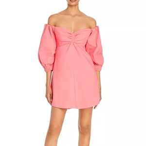 A.L.C. Mila Dress Coral Pink Off Shoulder Puff Sleeve Mini Dress Size 4